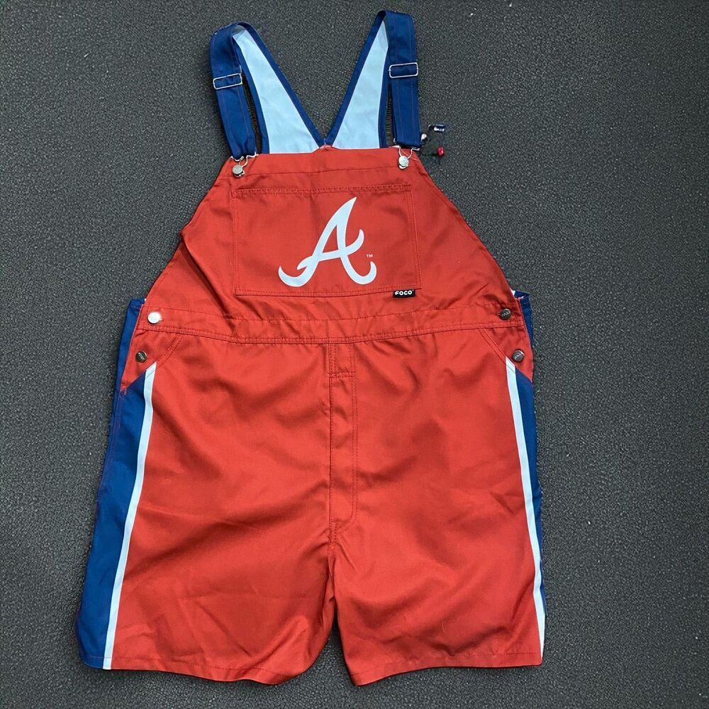 FOCO MLB Atlanta Braves Team Bib Shortalls Red Navy NWT Men's Size 2XL